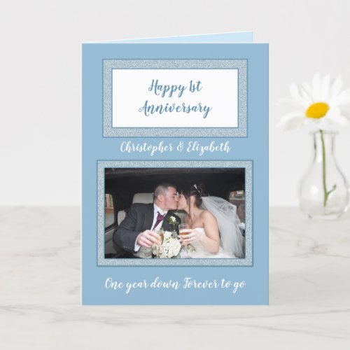 Wedding Anniversary blue and white photo