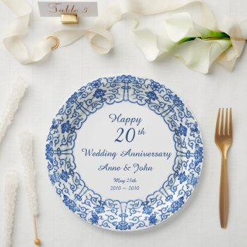 Wedding Anniversary Blue Asian - Party Paper Plate by DigitalDreambuilder at Zazzle