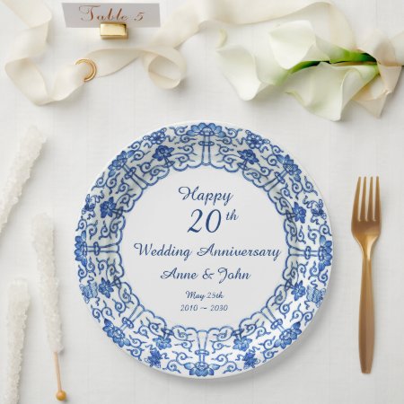 Wedding Anniversary Blue Asian - Party Paper Plate