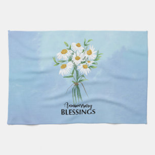 Wedding Anniversary Bouquet of Daisies Blessings Kitchen Towel