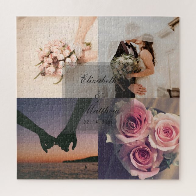 Wedding Anniversary Bride and Groom Photo Collage Jigsaw Puzzle (Vertical)