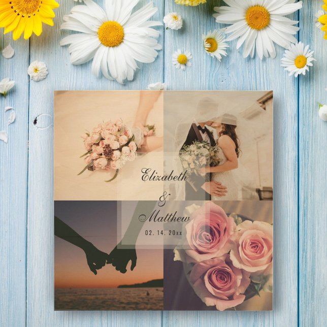 Wedding Anniversary Bride and Groom Photo Collage Wood Wall Art (Creator Uploaded)