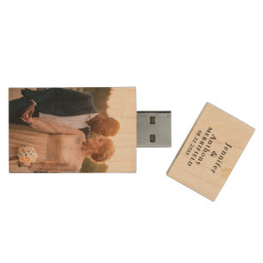 Wedding Anniversary Bride Grom Photo Custom Wood Flash Drive