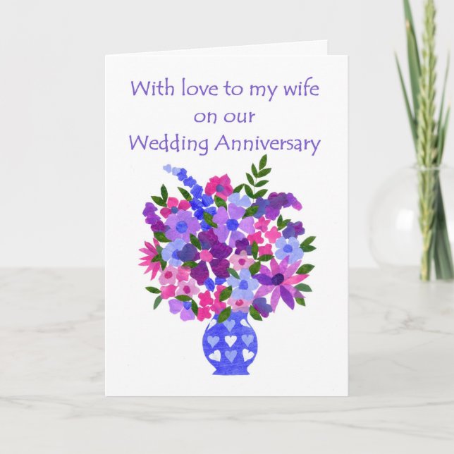 Wedding Anniversary Card for Wife - Flower Power (Front)