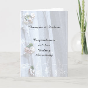 Wedding Anniversary Card, Vintage Lace Card