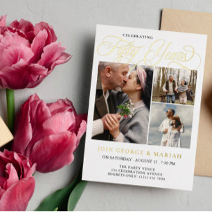Wedding Anniversary Celebrating 50 Years Gold Foil Invitation