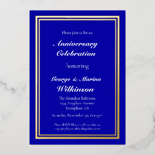 Wedding Anniversary Celebration 50th blue Foil Invitation