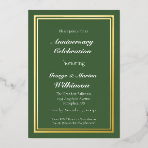 Wedding Anniversary Celebration 50th green Foil Invitation