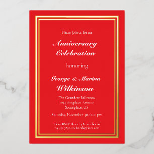 Wedding Anniversary Celebration 50th red Foil Invitation