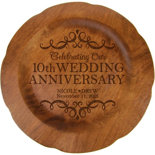 Wedding Anniversary Cherry Wood Cake Stand  (Front)