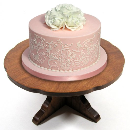Wedding Anniversary Cherry Wood Cake Stand  (w/Cake)