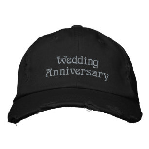 Wedding Anniversary Classic Black Distressed-Hat Embroidered Baseball Cap