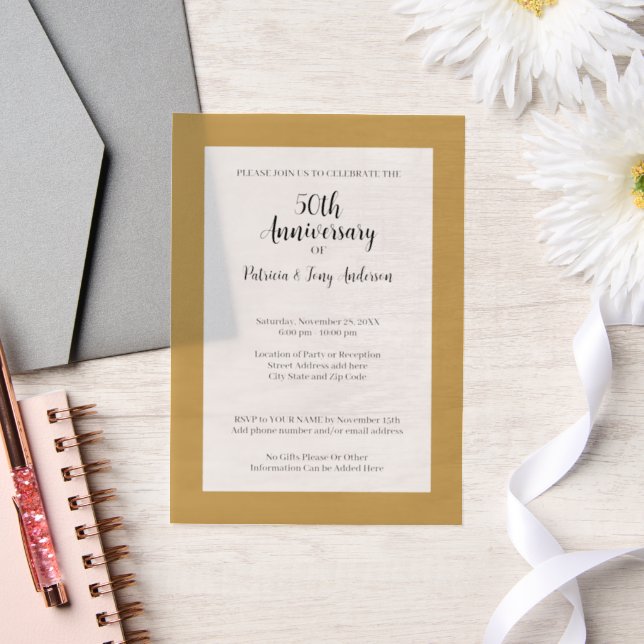 Wedding Anniversary Classic Font with Border Vellum Invitations (Wedding)