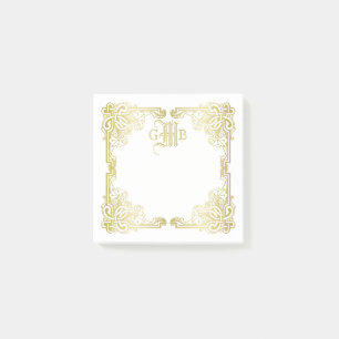 Wedding Anniversary Classic Gold Frame Monogram Post-it Notes