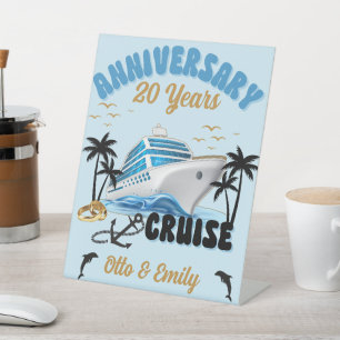 Wedding Anniversary Couple Cruise Pedestal Sign
