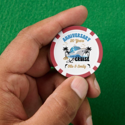 Wedding Anniversary Couple Cruise  Poker Chips