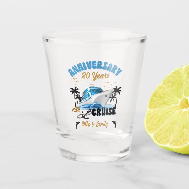 Wedding Anniversary Couple Cruise  Shot Glass (Front)