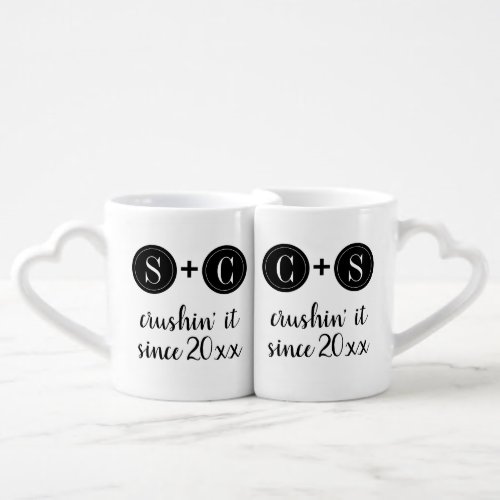 Wedding Anniversary Couple Monogram Initial Coffee Mug Set