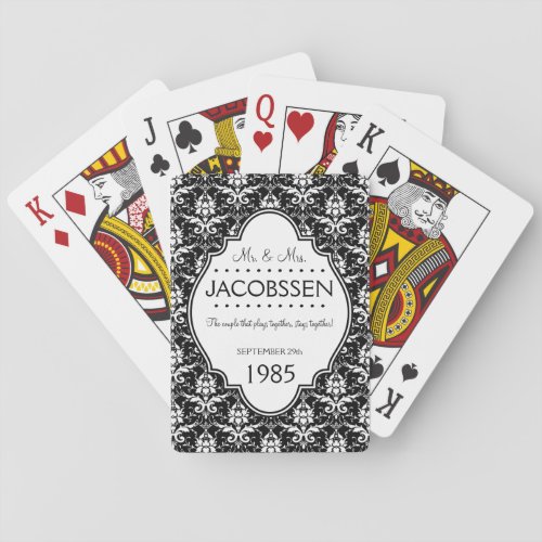 Wedding Anniversary Custom Black and White Poker Cards