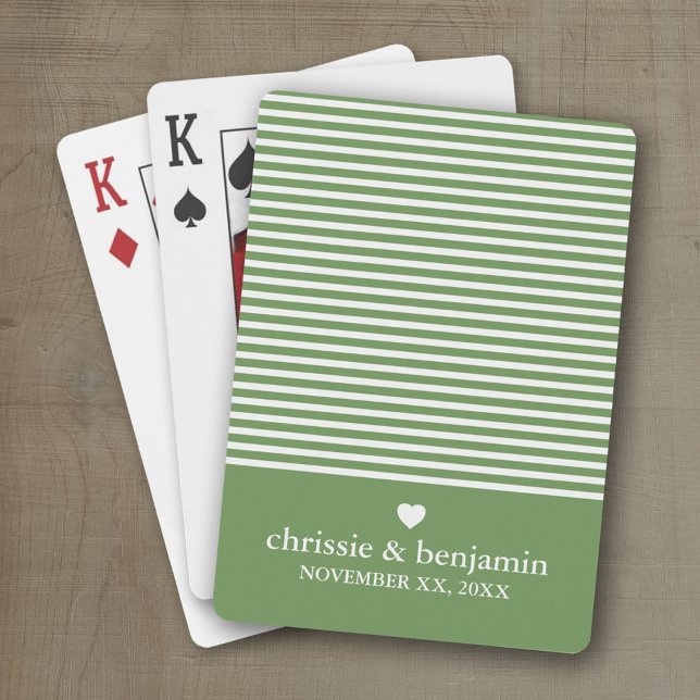 Wedding Anniversary Custom Bride Groom Date Stripe Poker Cards (Wedding and Anniversary Playing Cards - Personalize with your information)