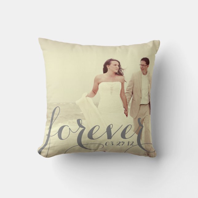 Wedding Anniversary Custom Photo Gift Throw Pillow (Front)