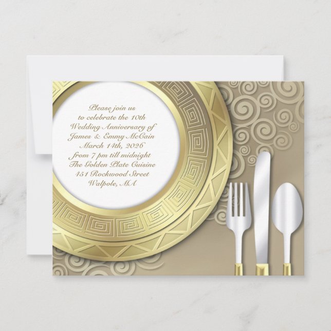 Wedding Anniversary Dinner Formal Invitation (Front)