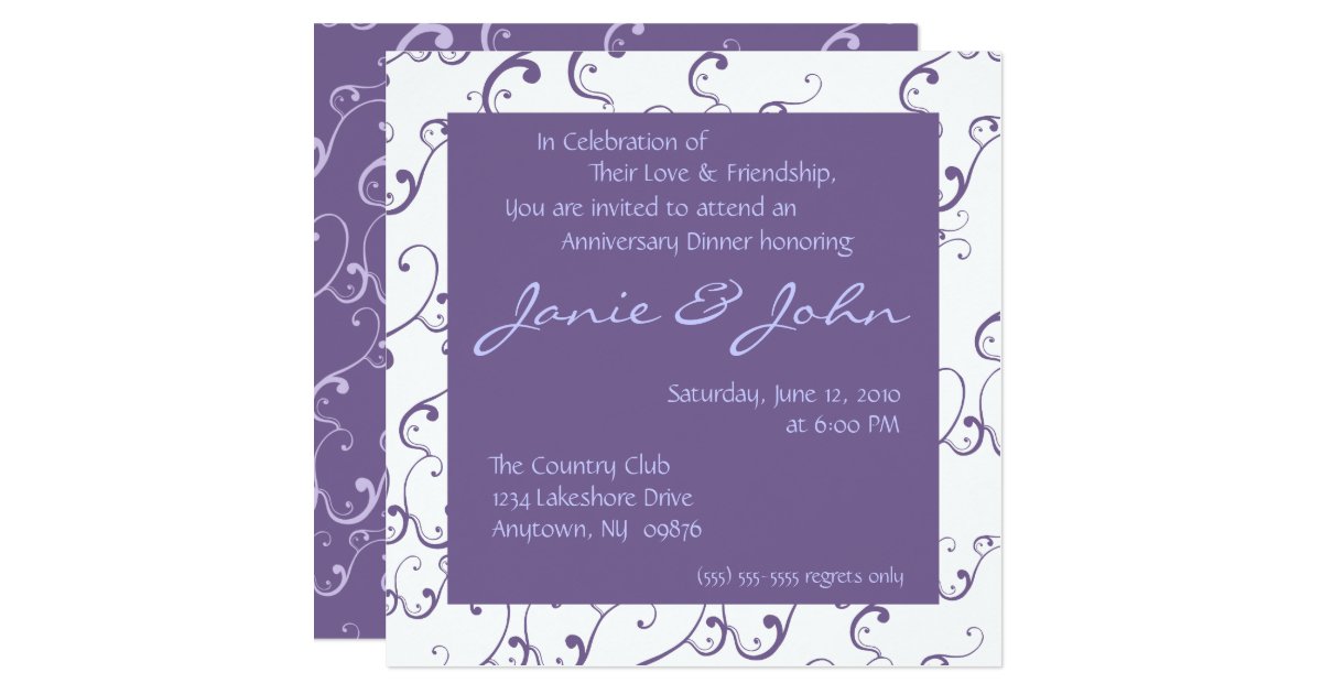 Wedding Anniversary Dinner Invitation | Zazzle