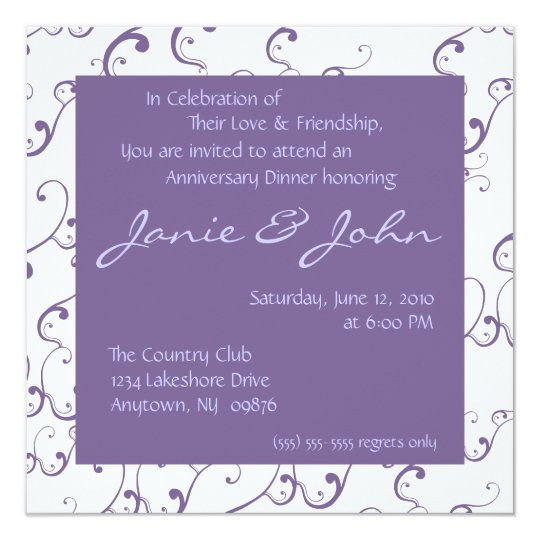 Wedding Anniversary Dinner Invitation | Zazzle.com