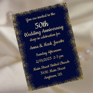 Wedding Anniversary Drop-In Invitation  Foil Invitation