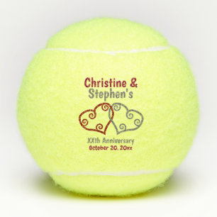 Wedding Anniversary Elegant Heart Gift or Favor Tennis Balls