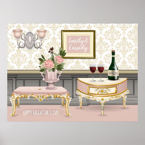 Wedding Anniversary Elegant Pink Room Valentine Poster