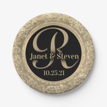 Wedding  Anniversary  Engagement Paper Plates by GlitterInvitations at Zazzle