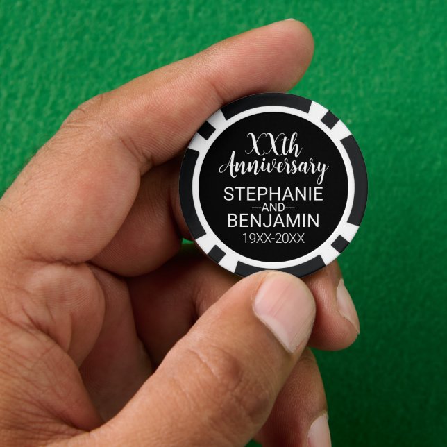 Wedding Anniversary Favor - Bride Groom Names Poker Chips (Hand)