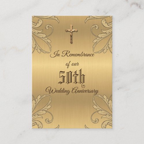 Wedding Anniversary Favor Golden Cross  Holy Card