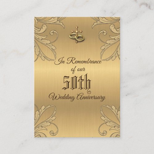 Wedding Anniversary Favor Golden Cross Holy Card