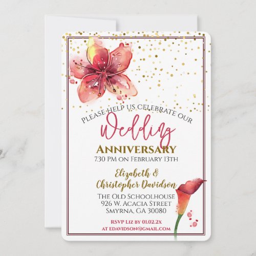 Wedding Anniversary Floral Lily Invitation