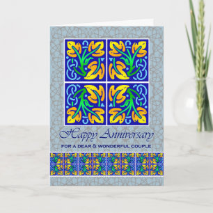 Wedding Anniversary for a Couple Ornate Tiles Card