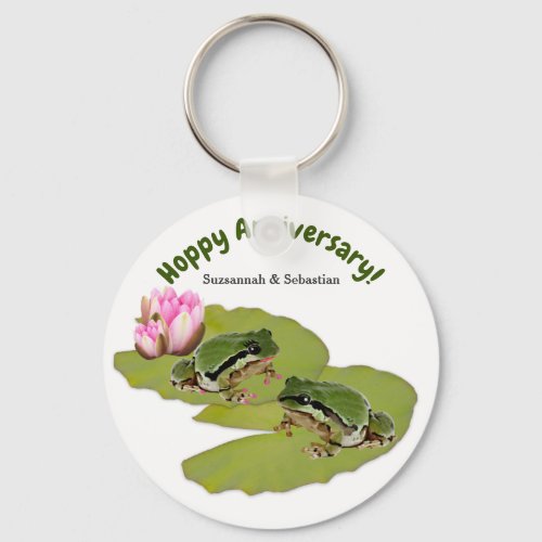 Wedding Anniversary Frog Couple Personalized Keychain