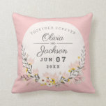 Wedding Anniversary gift chic floral blush pink Throw Pillow<br><div class="desc">This monogrammed chic floral blush pink throw pillow is the perfect gift for the bride and groom.</div>