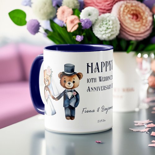 Wedding anniversary gift cute teddy bears mug