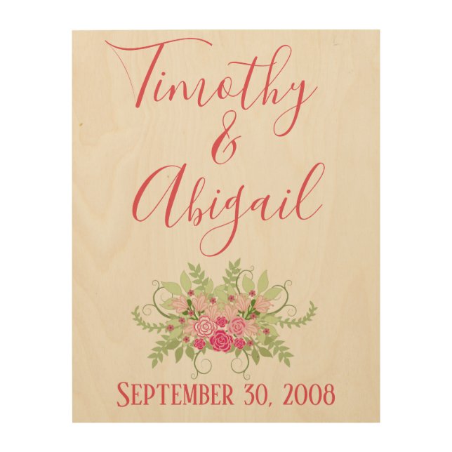 Wedding Anniversary Gift Wood Wall Art (Front)