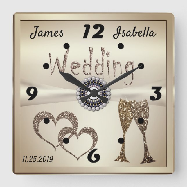 Wedding Anniversary Gifts for Couples Congratulati Square Wall Clock (Front)