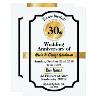 Wedding Anniversary gold elegant invitation card