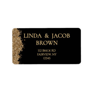 Wedding Anniversary Gold Faux Glitter Address Label