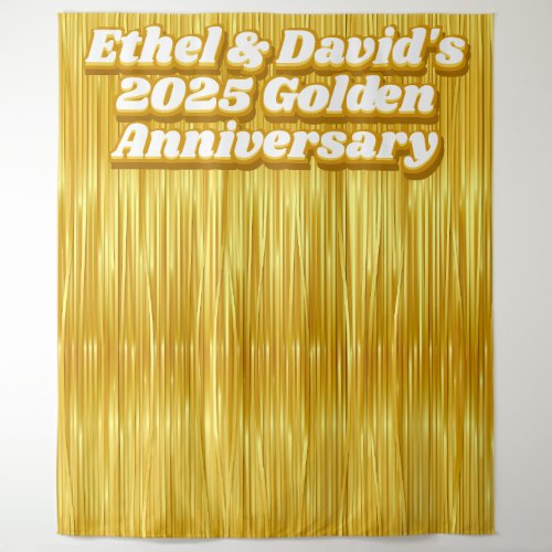 Wedding Anniversary Gold Faux Streamer Backdrop