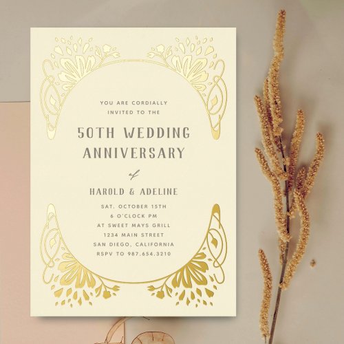 Wedding Anniversary Gold Foil Invitation
