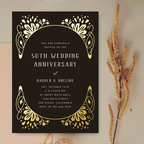 Wedding Anniversary Gold Foil Invitation