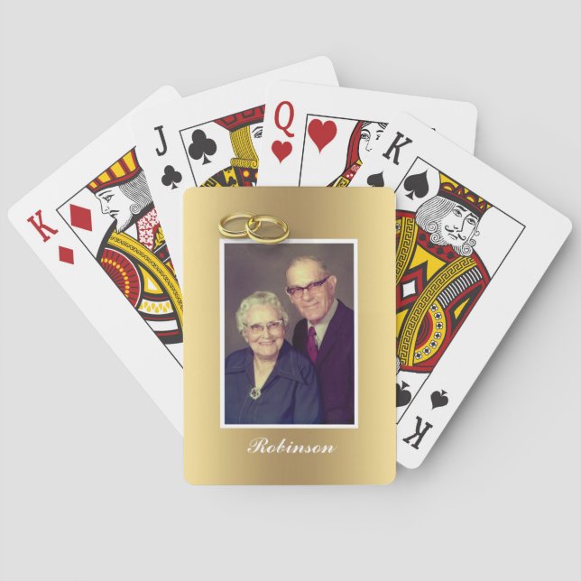 Wedding Anniversary - Golden personalized Poker Cards (Back)