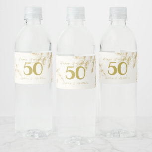 Wedding Anniversary golden vintage custom script Water Bottle Label