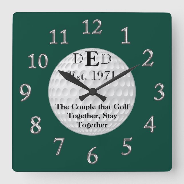 Wedding Anniversary Golf Clock with YOUR TEXT (Front)
